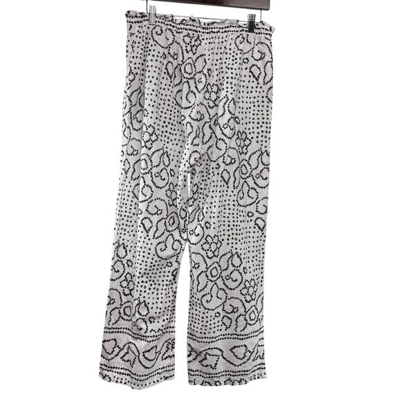 Xirena Talyn Geo Print Cropped Wide Leg Pants White Size L Pull On Drawstring - Picture 4 of 8
